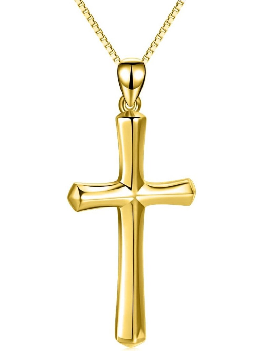 Women's Gold Religious Engraved Faith Hope Love Cross Pendant Necklaces